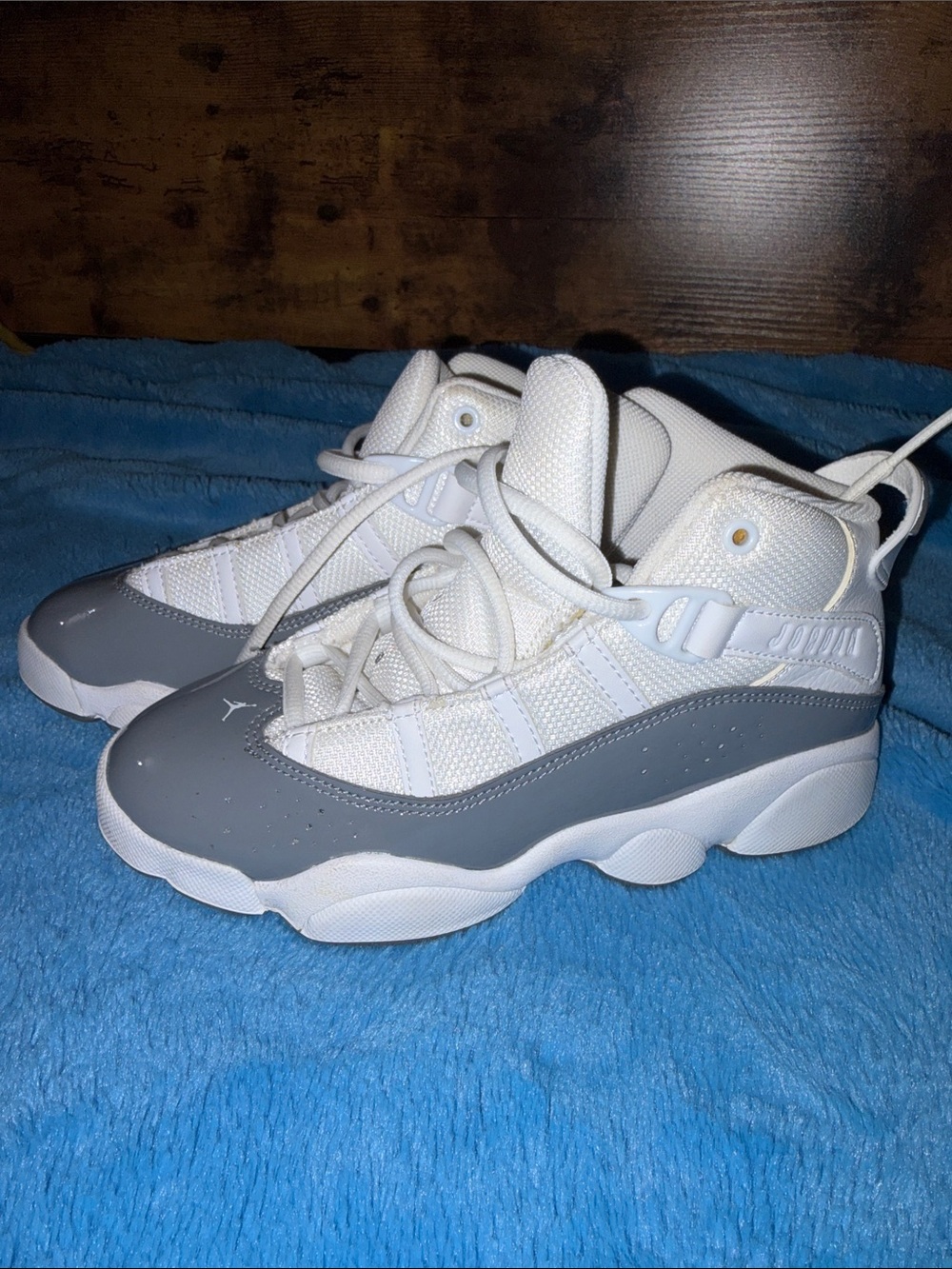 White and Gray Kids Jordan Sneakers